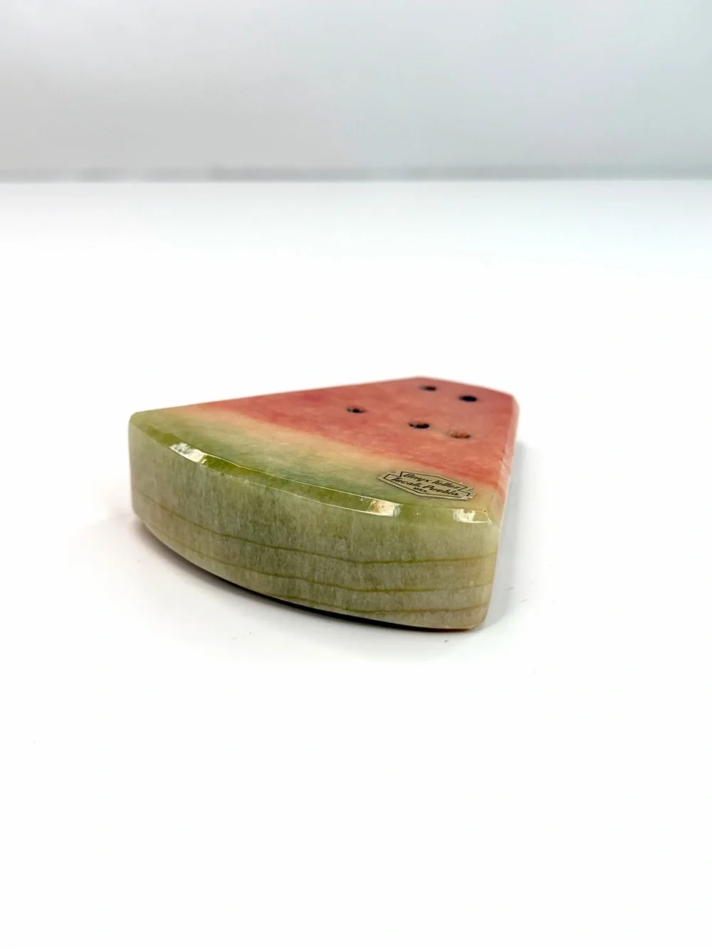 Onyx Tellez Red Green Vintage Alabaster Stone Watermelon Wedge